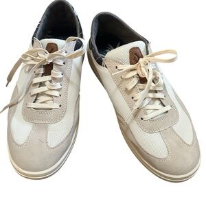 Olukai Punini Size 9.5 Court Shoes Off White Aloha Suede Casual Sneakers Mens